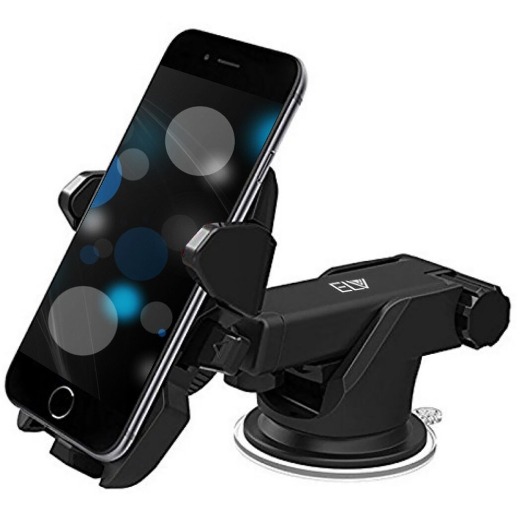 ELV Car Mount Adjustable Car Phone Holder Universal Long Arm, Windshield for Smartphones - Black