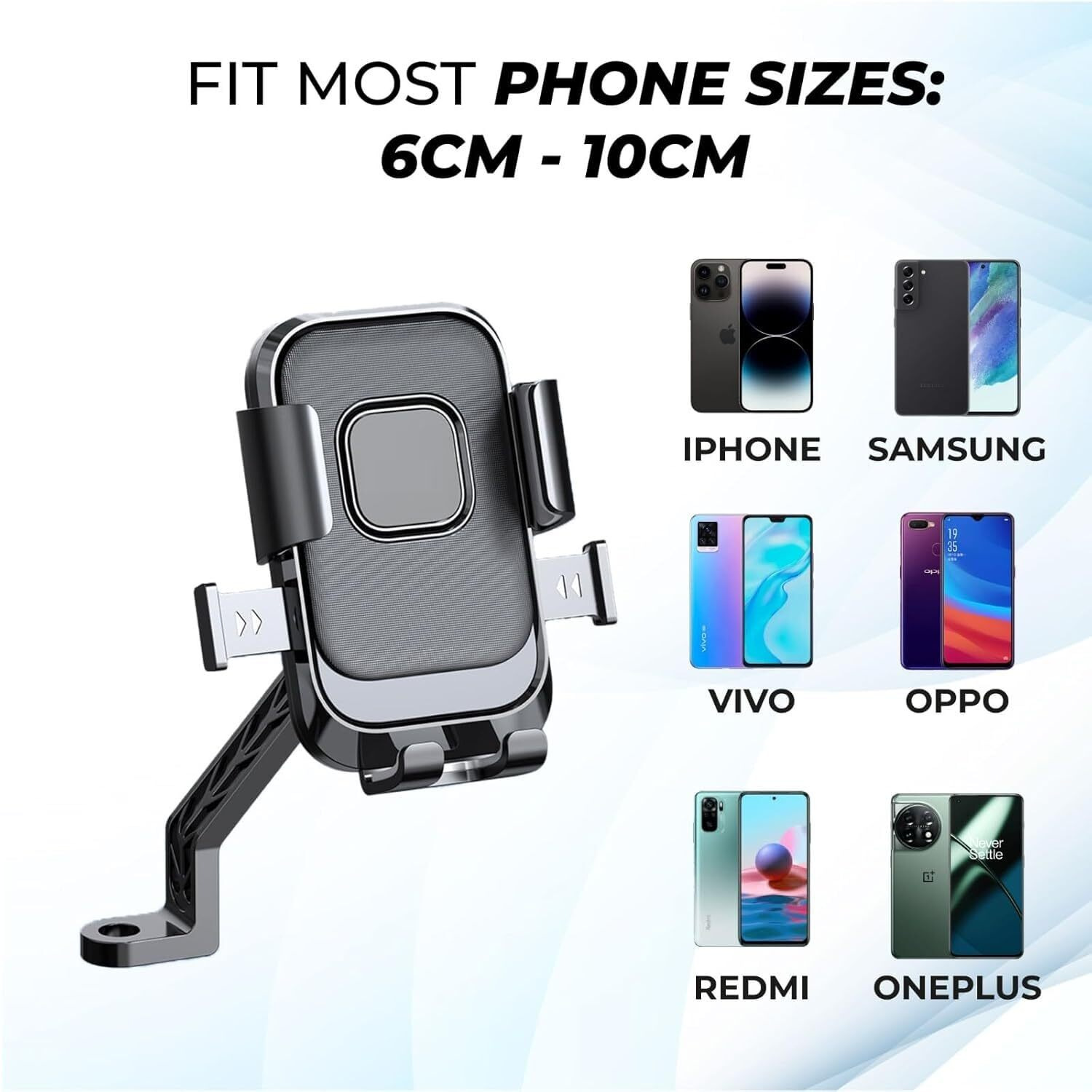 SKYCELL Mobile Holder for Scooty, Scooter & Activa - Universal Bike Mobile Stand Holder for Scooty, Scooter, Activa & More Black
