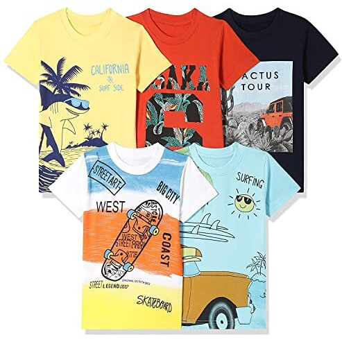 T2F Boy's Solid Regular Fit T-Shirt (BYS-TSRT-16_Multicolor 5 7 8 Years)