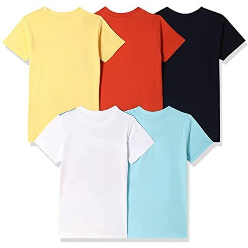 T2F Boy's Solid Regular Fit T-Shirt (BYS-TSRT-16_Multicolor 5 7 8 Years)
