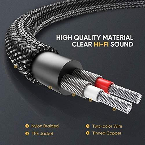 Dyazo 5 ft (1.5 meter) 3.5 mm Nylon Braided Gold Plated Male to Male Car Aux Cable Stereo Aux Audio Cable/Auxiliary stereo Cable for Smart phones Compatible Car/Home Stereos, Speaker (Black)