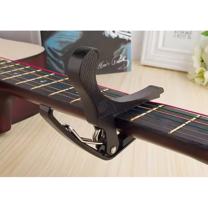 INEFABLE Guitar Metal Capo One Handed Quick Change For Ukulele, Electric & Acoustic Guitars (Black - Pack Of 1)