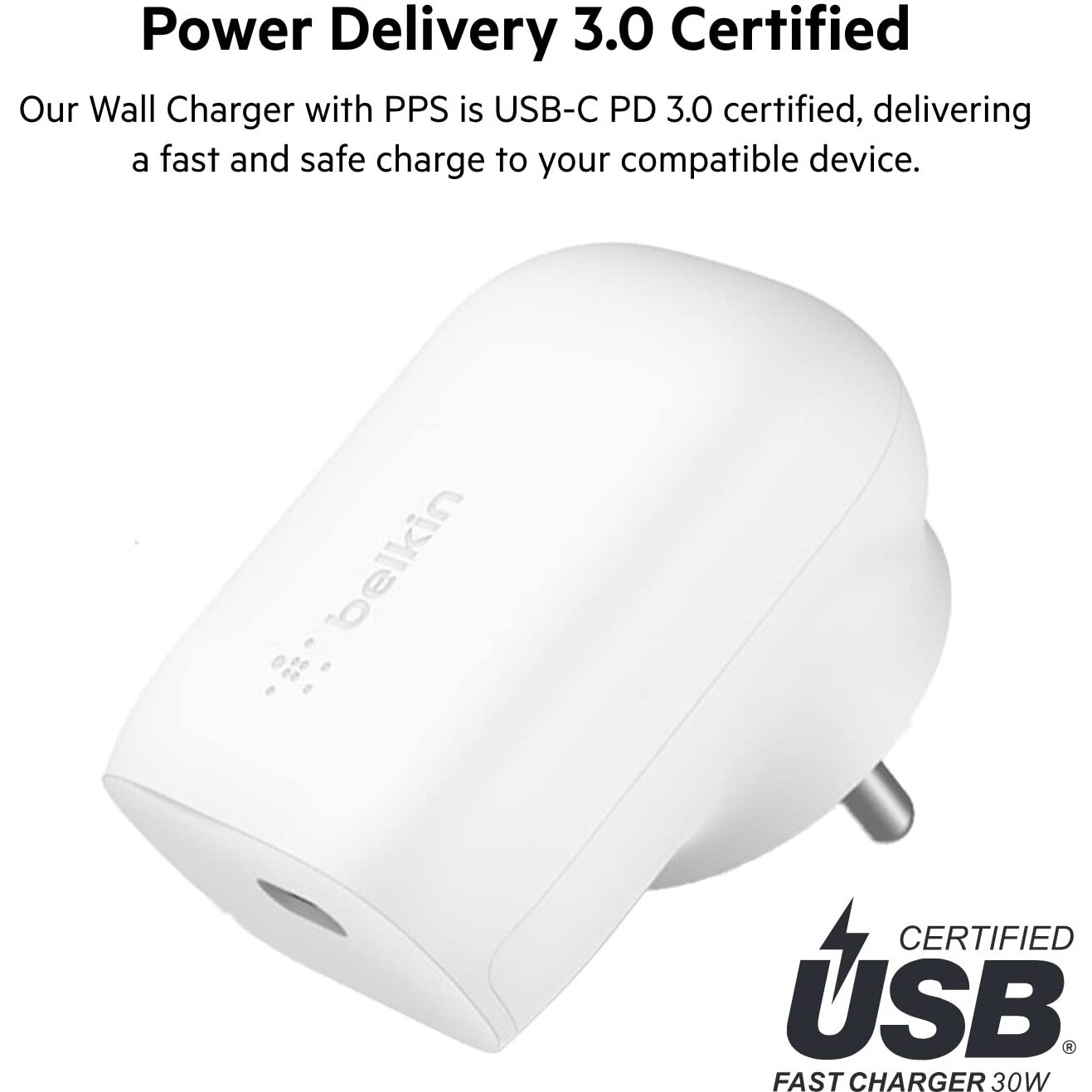 Belkin 30W Wall Charger, USB-C Charger Block, Fast Charging Block for iPhone 16, 16 Plus, 16 Pro, 16 Pro Max, 15, 15 Pro, 15 Pro Max, 14, 14 Pro, 14 Pro Max, Galaxy S24, iPad, AirPods & More