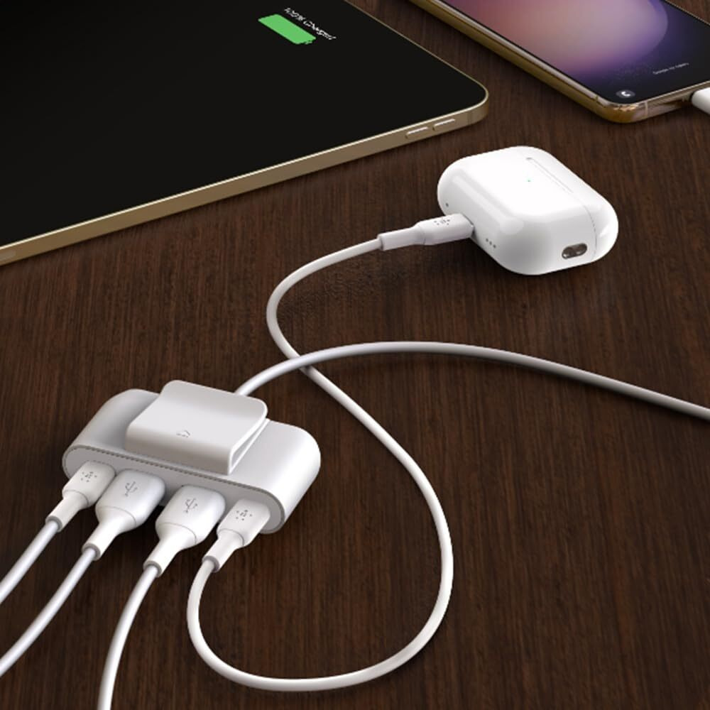 Belkin 60W (30w + 30W) Dual USB-C PPS Fast Charging Wall Charger | 2 Meter Power Extender with 4-Port (2 USB-C & 2 USB-A) | Compatible with iPhone 16, 15, 14, 13, 12, iPad, Galaxy S24, Google Pixel