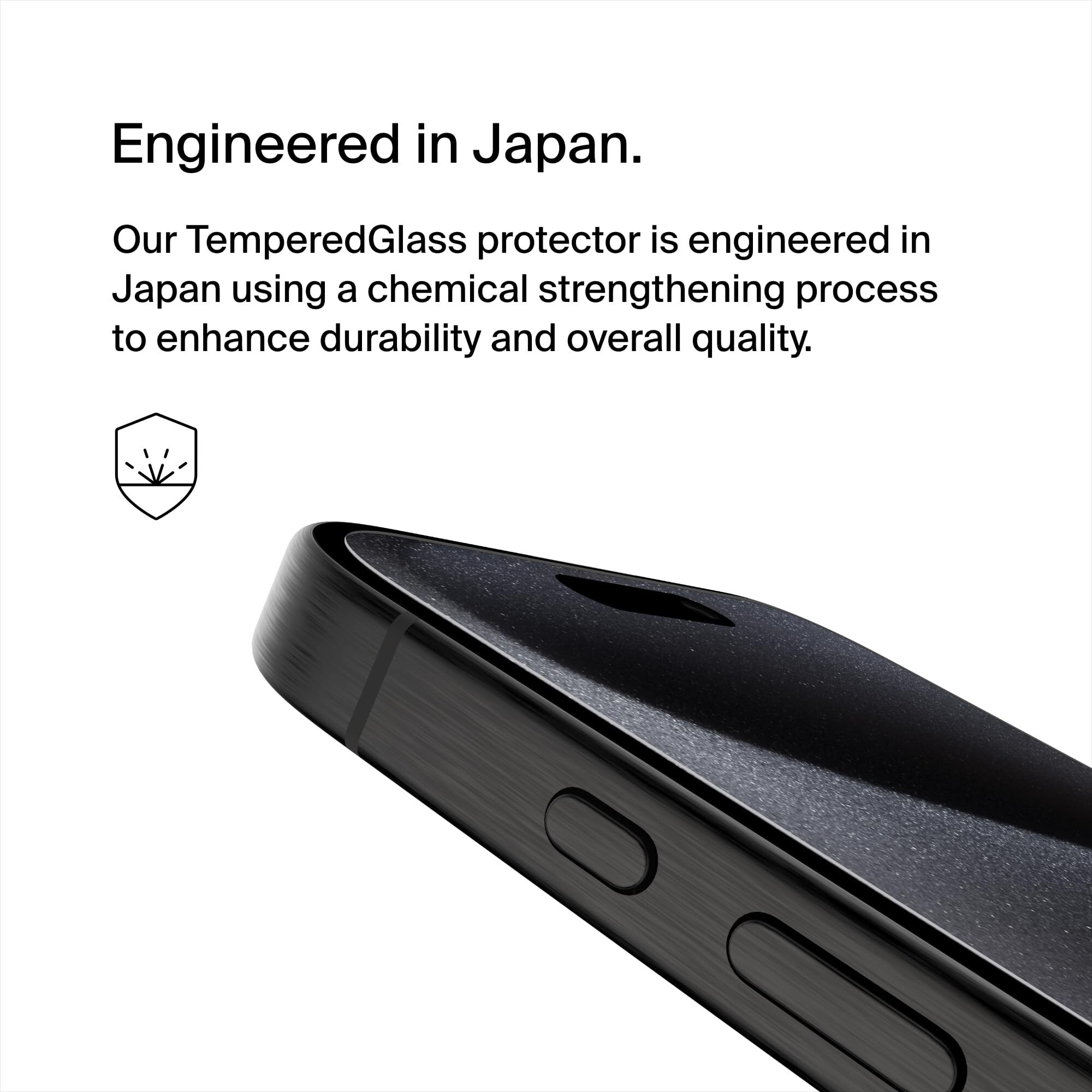 Belkin Tempered Glass Screen Protector Guard for iPhone 15 Pro - 2 Pack for Smartphone