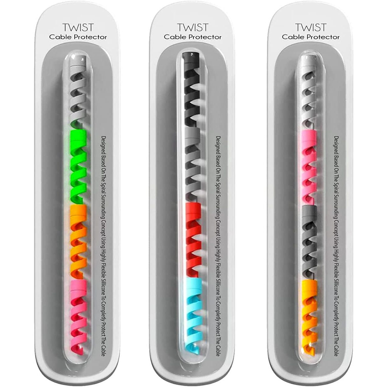 Sounce Spiral Charger Cable Protector Data Cable Saver Charging Cord Protective Cable Cover Headphone MacBook Laptop Earphone Cell Phone Set of 3 (Cable Protector (12 Units)