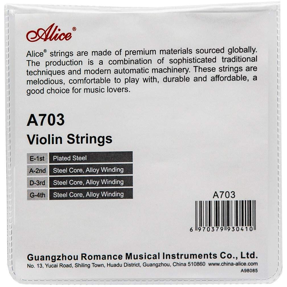 Alice Violin String Set E/a/d/g Violin Strings for Size 1/4 1/2 3/4 4/4 Set Ball, Silver (IKN-A703)