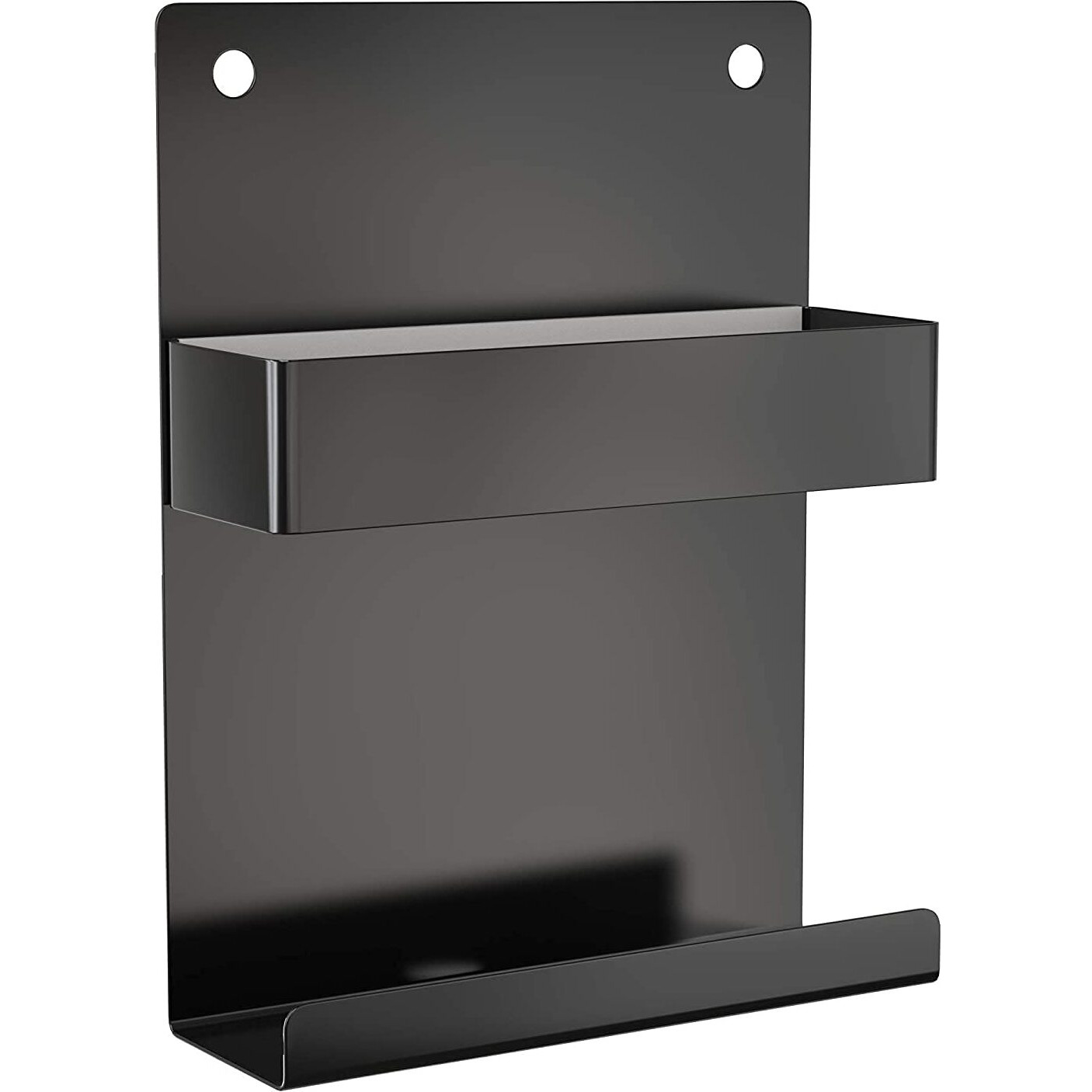 ELV Direct Wall Mount Mobile Holder,Charging Holder Compatible All Smartphone&Remote Control Racks/Organizer/Showpiece for Tv Ac DVD Dth Remotes-Alloy Steel,Black