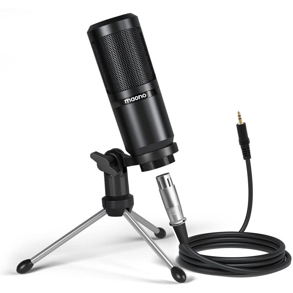 MAONO Au-Pm360Tr Trs Condenser USB Mic For Pc And Youtube Recording, Podcast Microphone For Gaming, Studio, Vlogging, Black