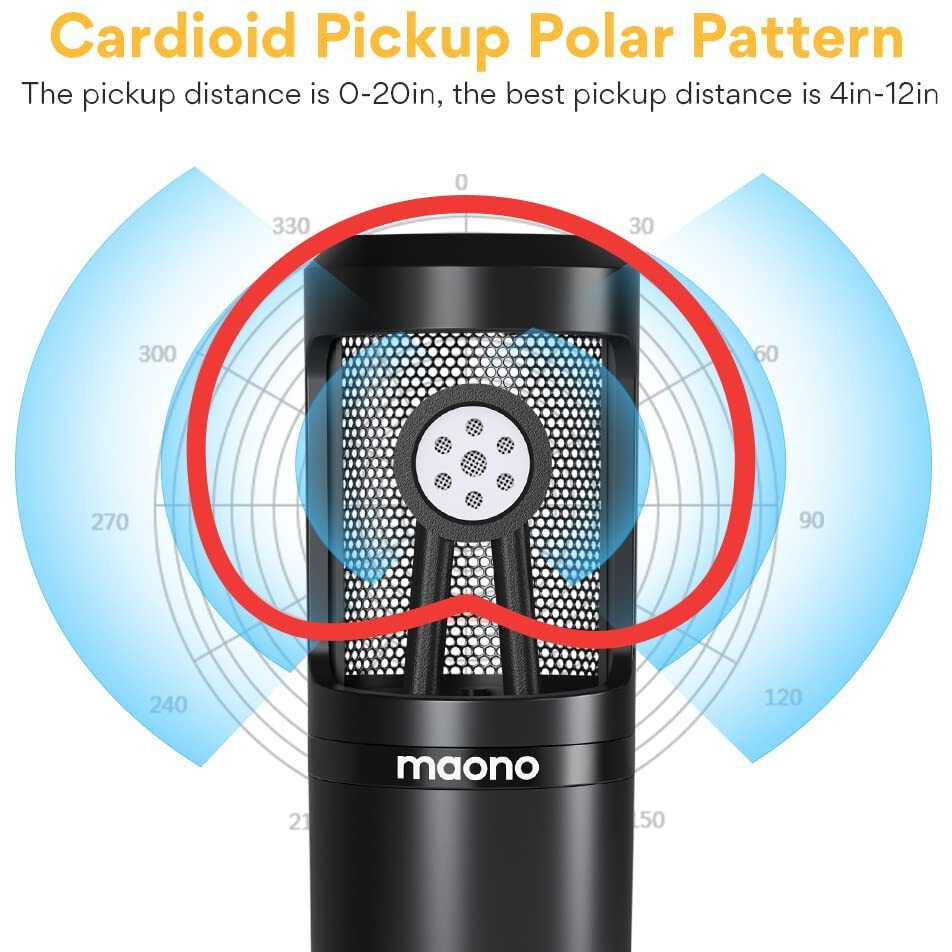 MAONO Au-Pm360Tr Trs Condenser USB Mic For Pc And Youtube Recording, Podcast Microphone For Gaming, Studio, Vlogging, Black