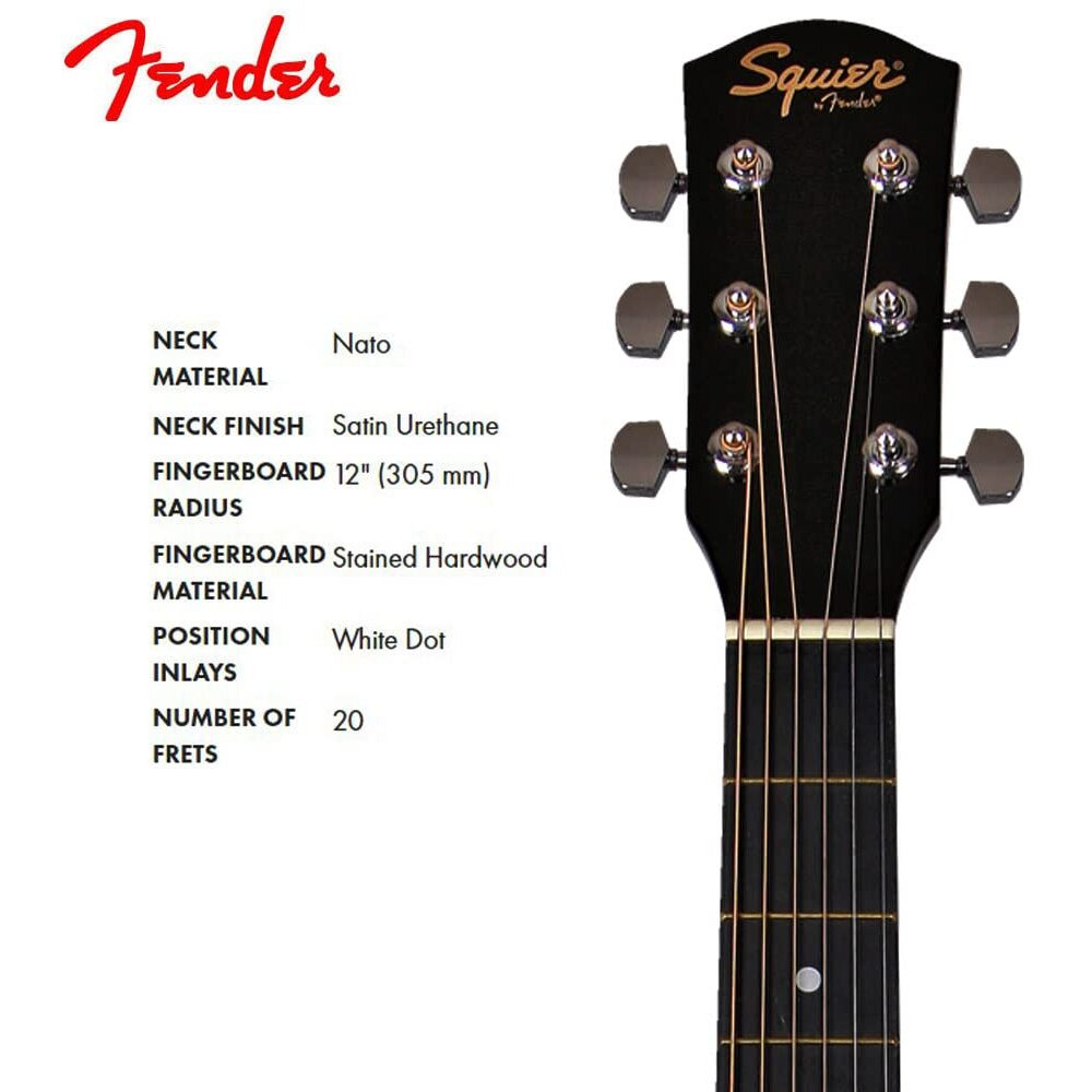 Fender Squier Acoustic Guitar Cutaway Electronics SA-105CE Natural 930307021