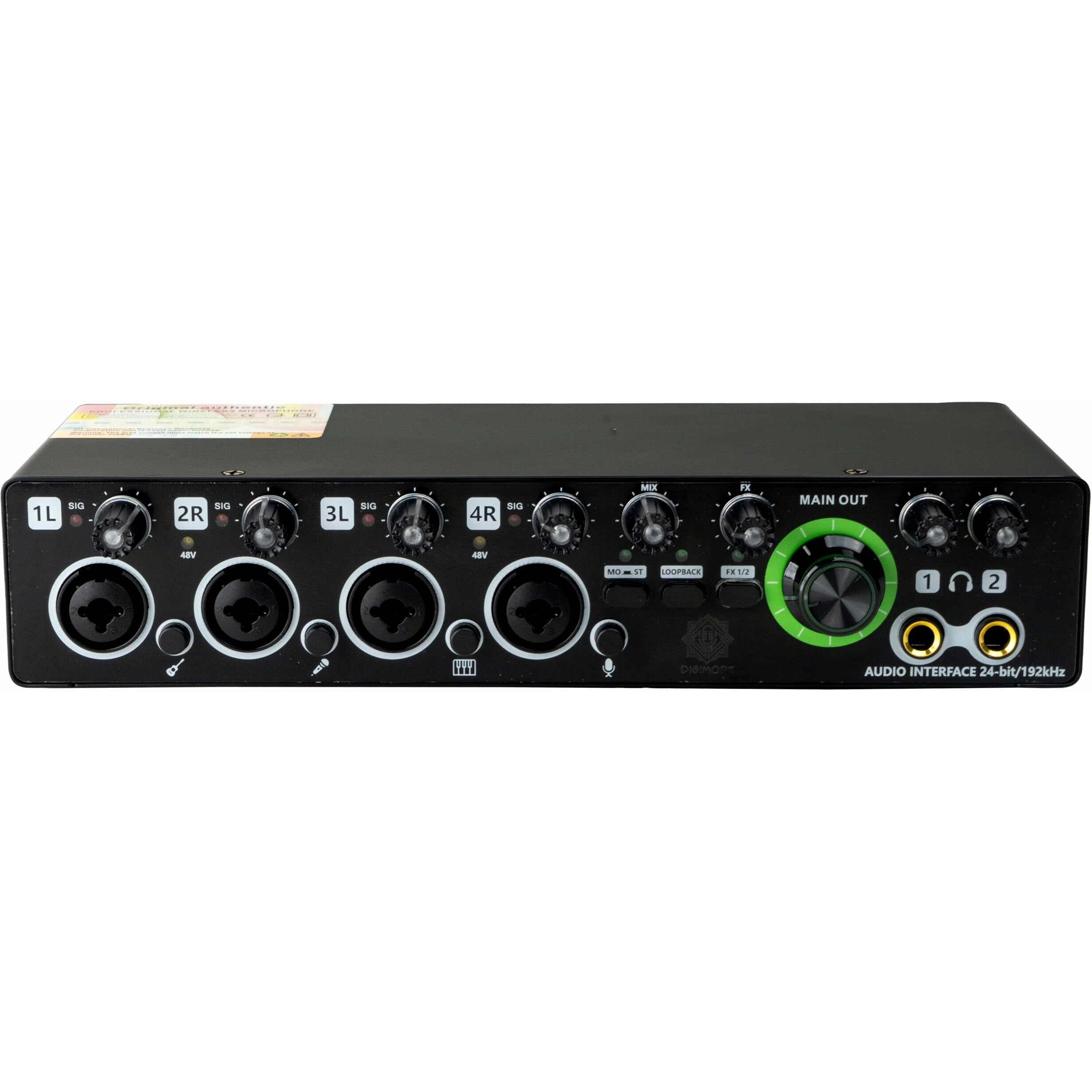 DIGIMORE 4 Channels USB Audio Interface, 24-bit/192 kHz High-Fidelity Audio Interfaces, Studio Quality Recording, Sound Card for Guitarist, Vocalist, Podcaster or Producer (D-900)