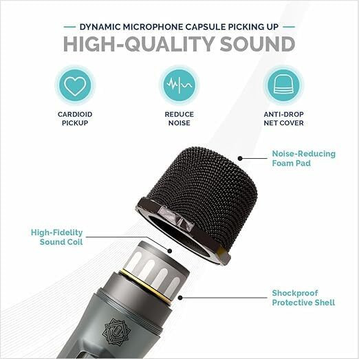 DIGIMORE UHF Wireless Microphone with Rechargeable Receiver and Mic System for House Parties, Outdoor Party, Singing, Classroom (Four Channel Cordless) (D-360)