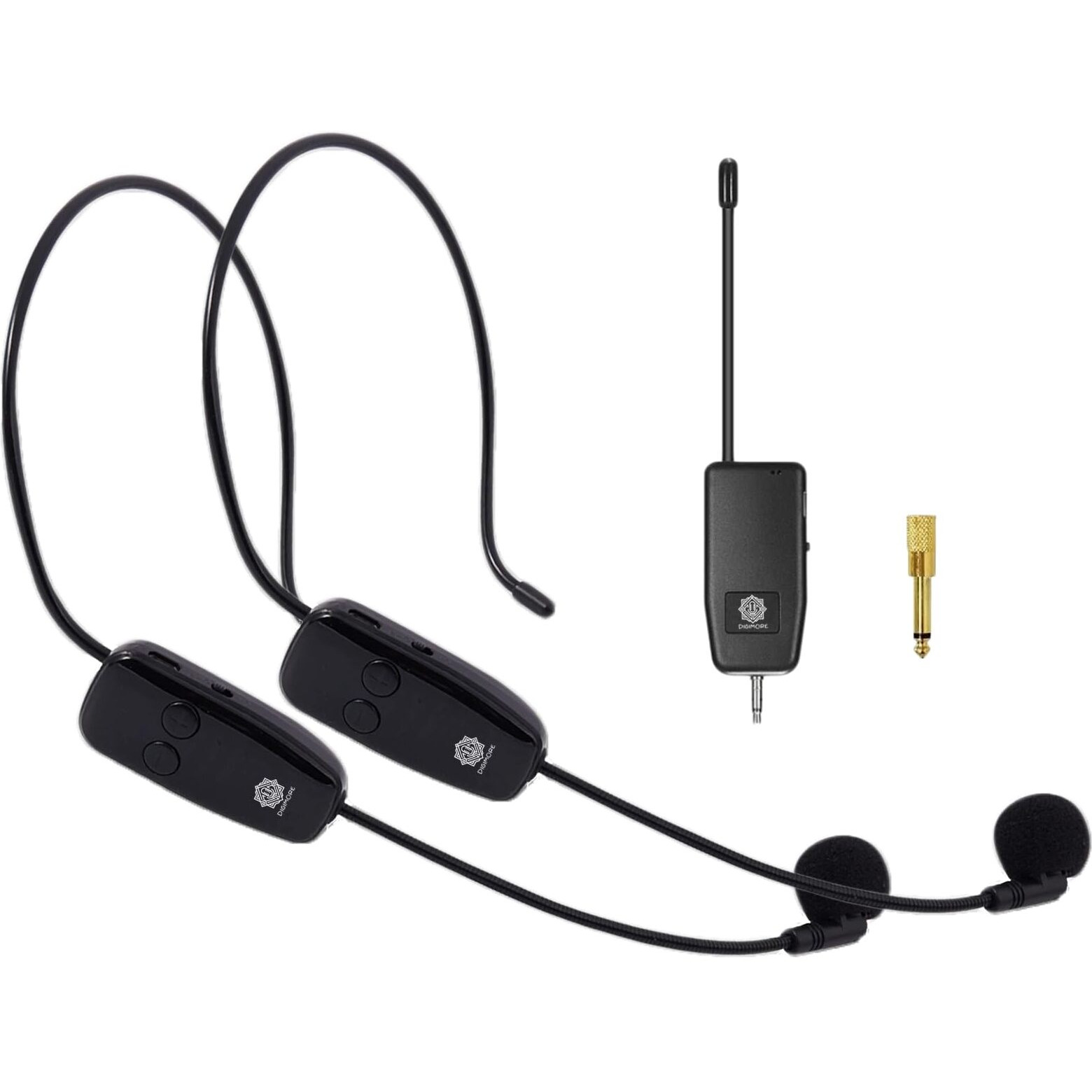DIGIMORE Wireless Microphone System for 2 People, 2.4G Dual Wireless Headset Mics Ideal for Speakers, Voice Amplifier, PA System, Teacher, Tour Guides, Fitness Instructor and Many More (D-352)