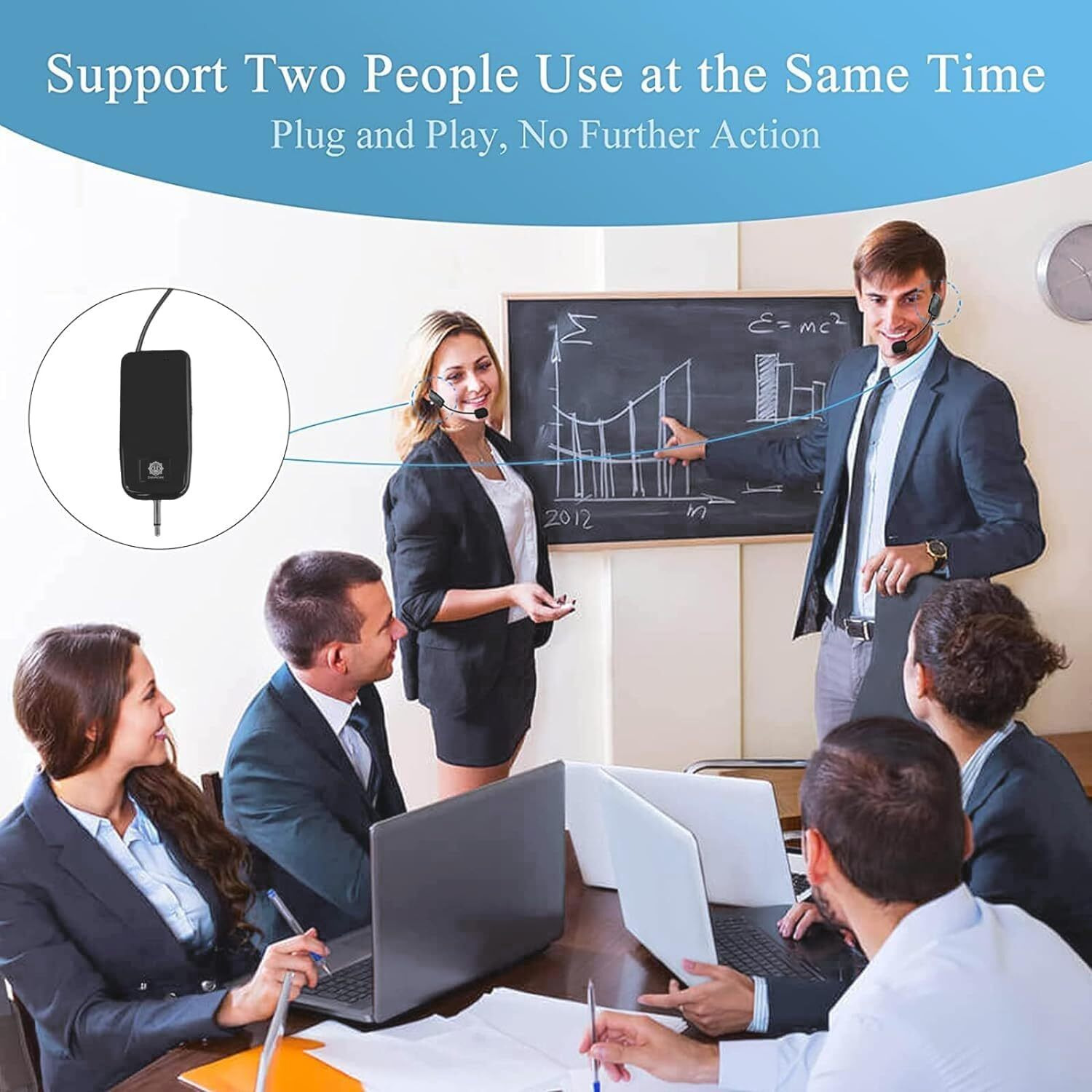 DIGIMORE Wireless Microphone System for 2 People, 2.4G Dual Wireless Headset Mics Ideal for Speakers, Voice Amplifier, PA System, Teacher, Tour Guides, Fitness Instructor and Many More (D-352)
