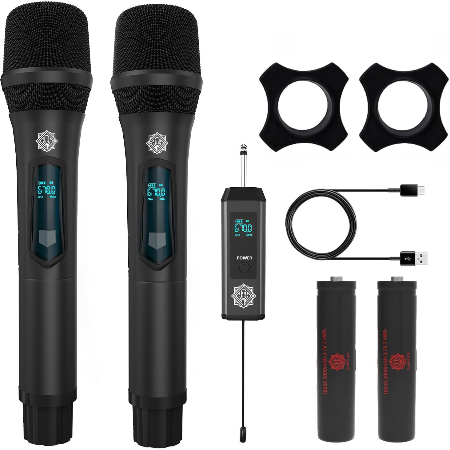 DIGIMORE UHF Dual Wireless Microphone | 36 Channels | 328ft Range| 8Hrs Battery Life| Type-C Charging |Perfect for Singing, Karaoke & Live Performances (D-350 Pro)