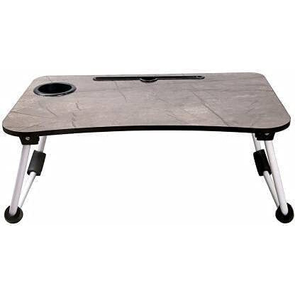 PRIVILON GLOBALL Foldable Wooden Laptop Bed Tray Table, Multifunction Lap Tablet Desk with Cup Holder, Perfect for Eating Breakfast, Reading Book, Working, Watching Movie On Bed (Marble Dark)