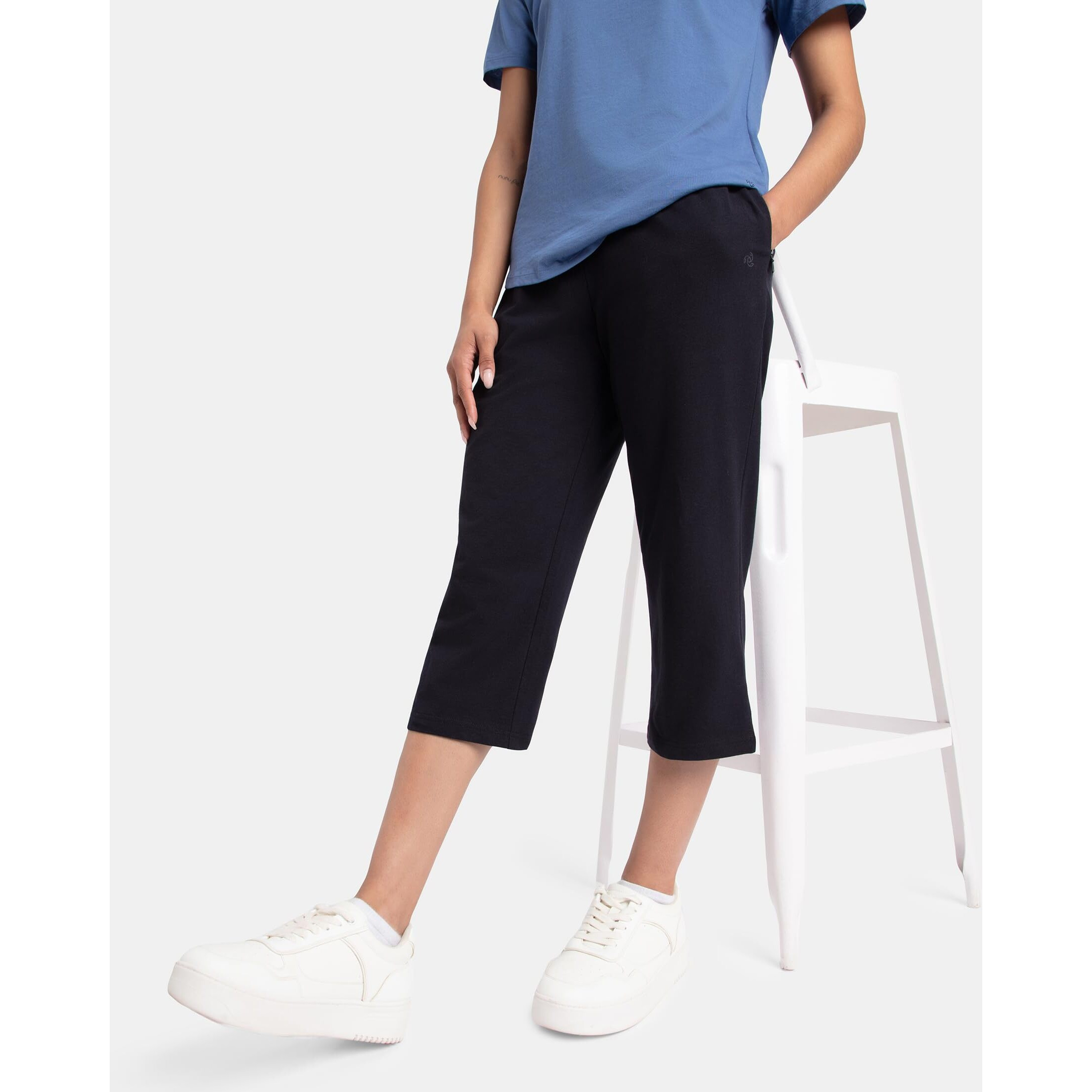 Jockey Women's Slim Fit Cotton Capri Pants (1300-0105-BLACK_L_Black_L)