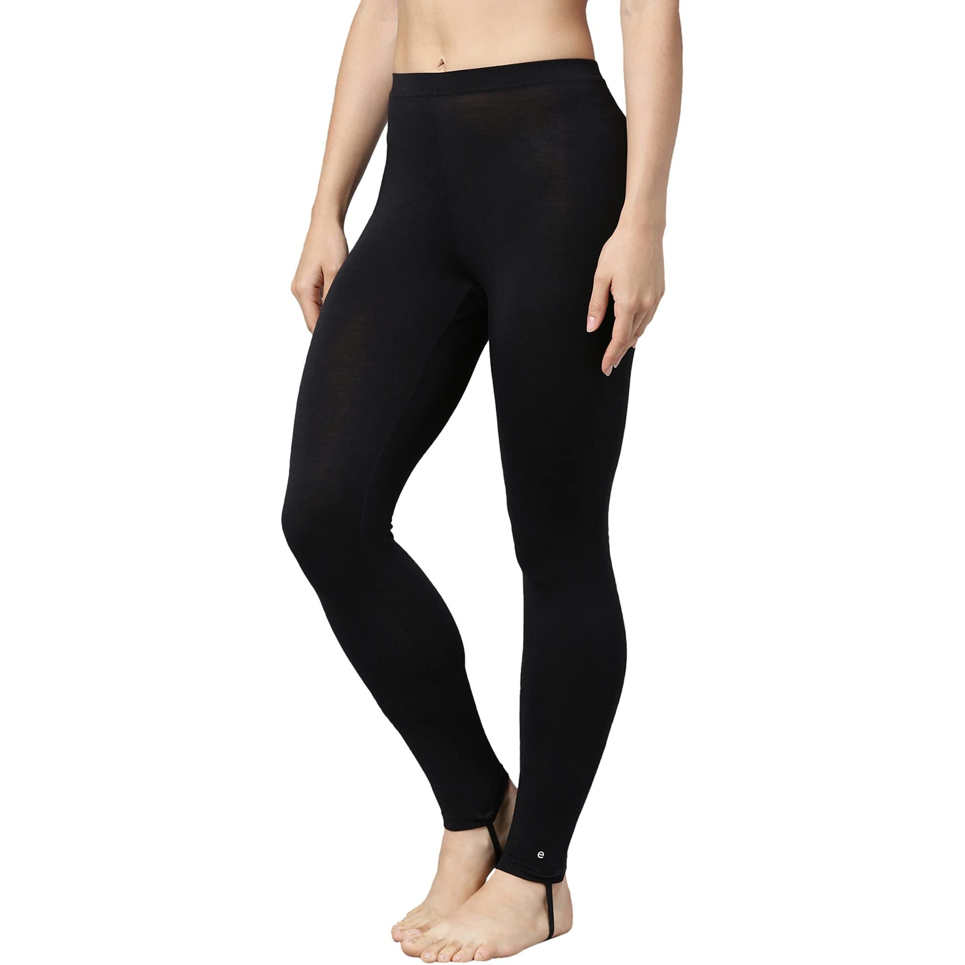Enamor Women's Thermal Legging with Sweat Wicking and Antimicrobial Finish Slim Bottom (TH03_Black_S)