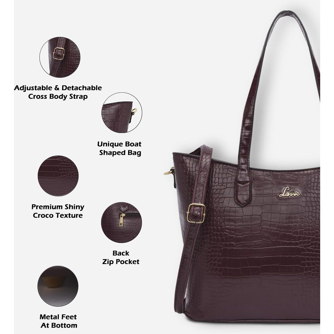 Lavie Women's Hailon Large Tote Bag Maroon Ladies Purse Handbag