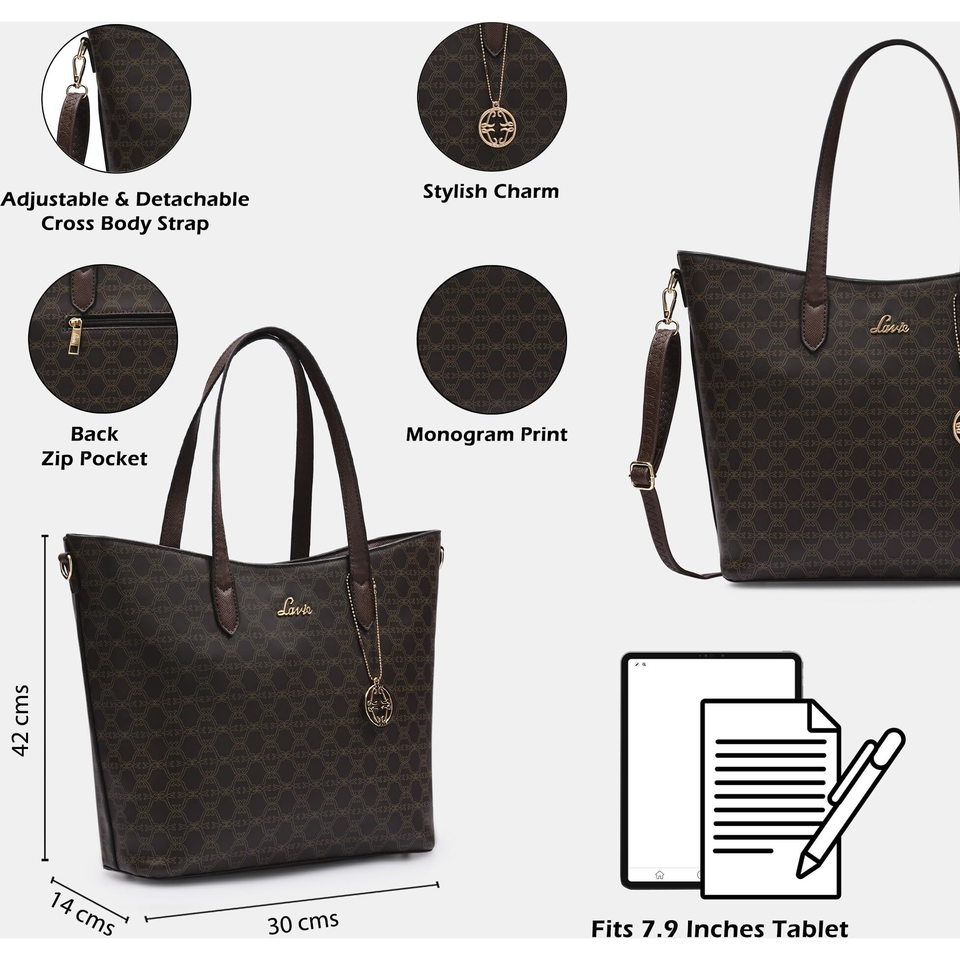 Lavie Women's Monoprint Hailon Tote Bag | Ladies Purse Handbag