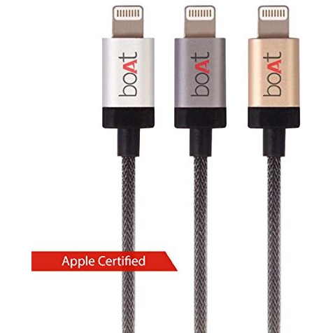 boAt LTG 500 Apple MFI Certified for iPhone, iPad and iPod 2Mtr Data Cable(Metallic Silver)