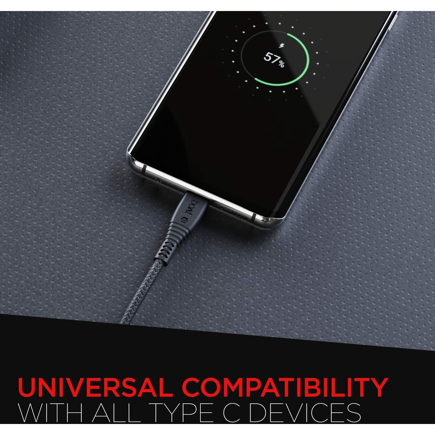 boAt Type C A325/A320 Tangle-free, Sturdy Type C Cable with 3A Rapid Charging & 480 Mbps Data Transmission Speed, Compatible with Smartphones & Tablets(Black)