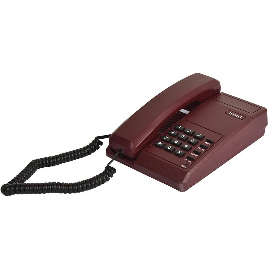 Beetel B11 Corded Landline Phone, Ringer Volume Control, LED for Ring Indication, Wall/Desk Mountable, Classic Design,Clear Call Quality,Mute/Pause/Flash/Redial Function (Made In India)(Dark Red)(B11)