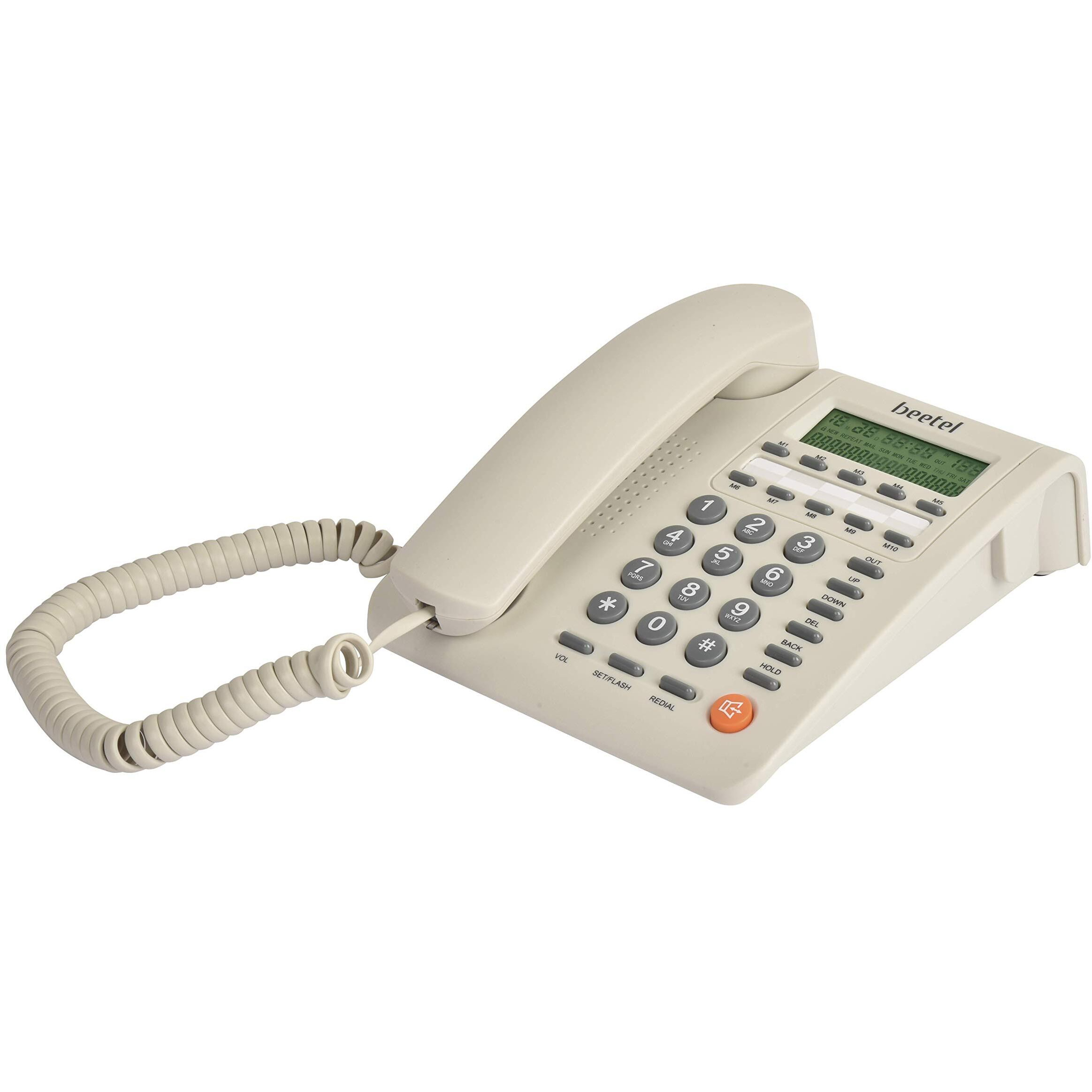Beetel M59 Caller Id Corded Landline Phone With 16 Digit Lcd Display & Adjustable Contrast,10 One Touch Memory Buttons,2Ways Speaker Phone,Music On Hold,Solid Build Quality,Classic Design (White)(M59)