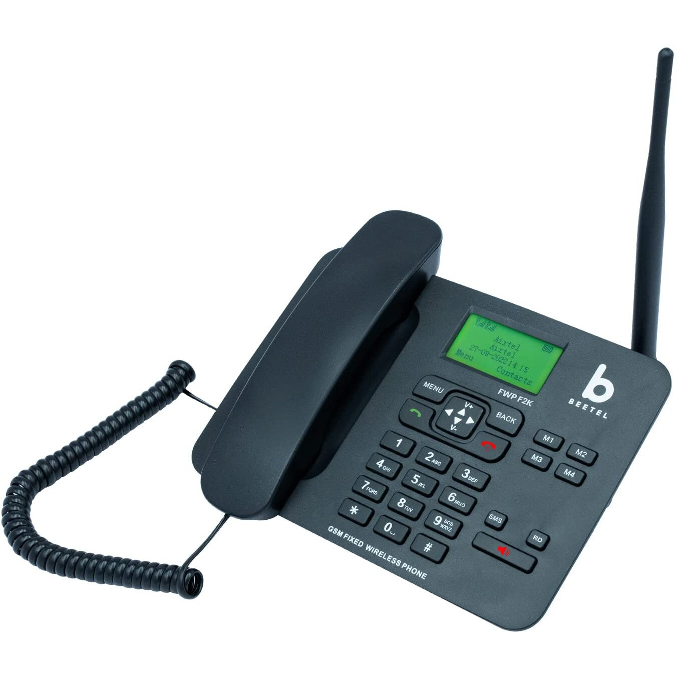 Beetel F2K GSM Fixed Wireless Phone, LCD Display, Supports Quad Band, Dual Sim, Hotline with Keypad Lock, Alarm, Calculator, Calendar, Low Battery Alert, Two-Way Speaker, 4 Direct Memory Keys (Black)