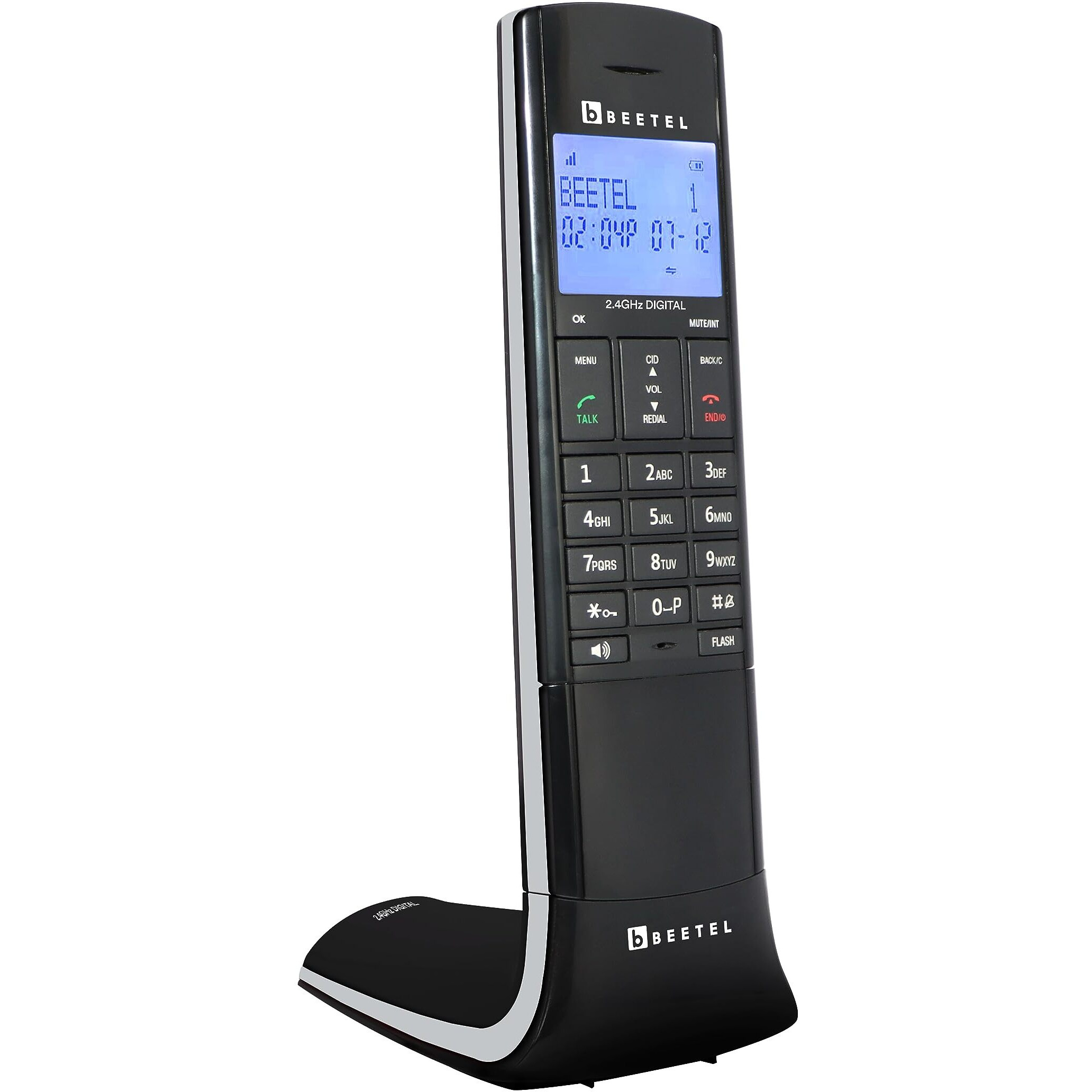 Beetel X95 Flagship Designer Cordless landline,Proudly Designed in India,2.4GHz,Dual Tone,Blue-White LCD,2-Way Speaker Phone,Ringer & Volume Control,Auto Answer,Alarm(X95)(Black/Grey)