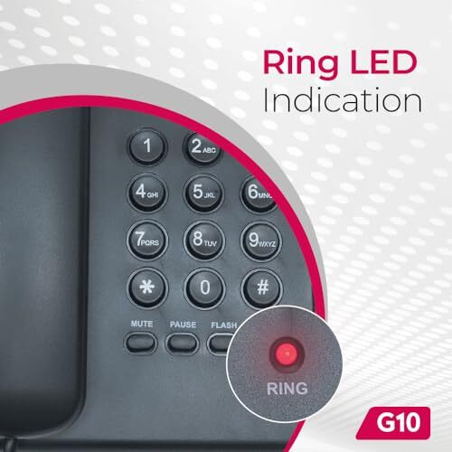 Beetel G10 Newly Launched, Coded Landline, Ringer LED Indication, Desk and Wall Mountable, 3 Step Ringer Volume Control, Tone/Puls/Flash/Pause/Redial, TEC Certified (G10 Black)