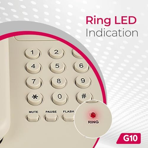 Beetel G10 Newly Launched, Corded Landline, Ringer LED Indication, Desk and Wall Mountable, 3 Step Ringer Volume Control, Tone/Puls/Flash/Pause/Redial, TEC Certified (G10 Warm Grey)