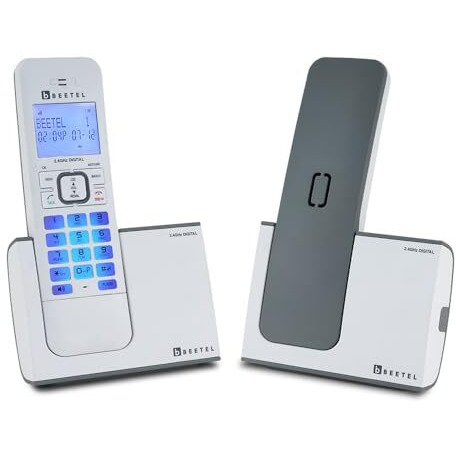 Beetel X75 2.4Ghz Cordless Landline,Dual Mode DTMF/FSK,1 Line 7segment LCD Display& Blue LED Backlit,Illuminated Keypad,2 Way Speaker Phone,6 Step Ringer Volume Control(Grey/White)(X75)