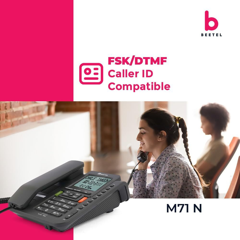 Beetel M71N Caller ID Landline Phone for Home or Office, 16 Digit Display, 2-Way Speaker Phone with Adjustable Volume, 8 One Touch Memory Buttons, TEC Certified, 30 Incoming Call Memory (Anthracite)