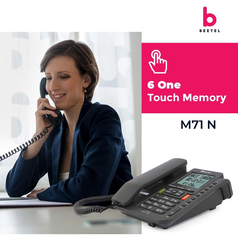 Beetel M71N Caller ID Landline Phone for Home or Office, 16 Digit Display, 2-Way Speaker Phone with Adjustable Volume, 8 One Touch Memory Buttons, TEC Certified, 30 Incoming Call Memory (Anthracite)