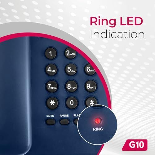 Beetel G10 Newly Launched, Corded Landline, Ringer LED Indication, Desk and Wall Mountable, 3 Step Ringer Volume Control, Tone/Puls/Flash/Pause/Redial, TEC Certified (G10 Blue)