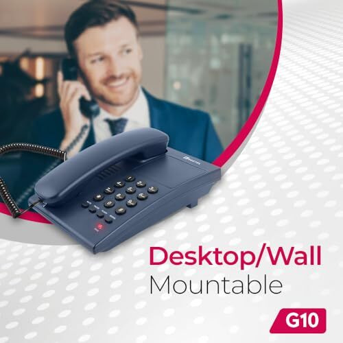Beetel G10 Newly Launched, Corded Landline, Ringer LED Indication, Desk and Wall Mountable, 3 Step Ringer Volume Control, Tone/Puls/Flash/Pause/Redial, TEC Certified (G10 Blue)