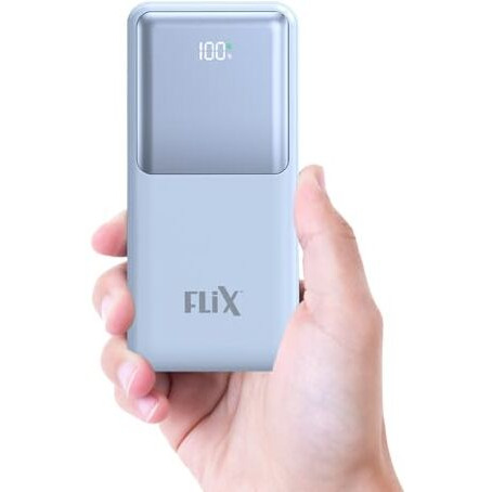 FLiX (Beetel) UltraCharge P115 10000mAh 22.5W QC Power Delivery PPS Power Bank, Tripple Output, Dual Input Type C & B, Percentage LED Indicator, Compatible to iPhone, Samsung, Google (XPB-P115)(Blue)