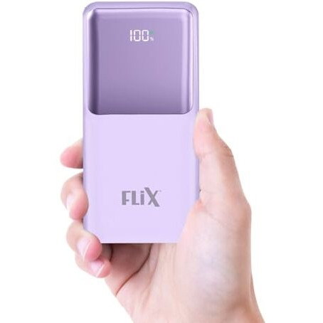 FLiX (Beetel) UltraCharge P115 10000mAh 22.5W QC Power Delivery PPS Power Bank, Tripple Output, Dual Input Type C & B, Percentage LED Indicator, Compatible iPhone, Samsung, Google (XPB-P115)(Purple)