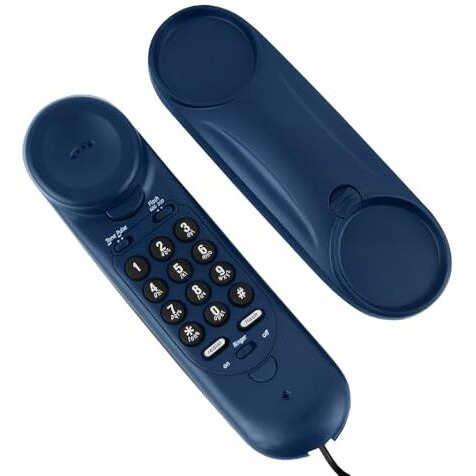 Beetel B26 Corded Slim Landline Phone,Ringer Volume Control,Wall/Desk Mountable,Ringer On/Off Switch,Clear Call Quality,Compact Design,Tone Pulse/Flash/Redial Function (Made in India) (Blue)(B26)