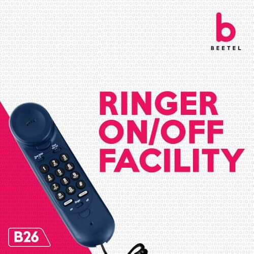 Beetel B26 Corded Slim Landline Phone,Ringer Volume Control,Wall/Desk Mountable,Ringer On/Off Switch,Clear Call Quality,Compact Design,Tone Pulse/Flash/Redial Function (Made in India) (Blue)(B26)