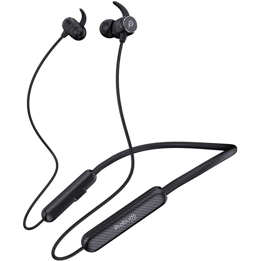 Probuds N31 Wireless Bluetooth Neckband (with Mic) | 45+ hrs Playtime | ENC | 12 hrs Fast Charge in 10 mins | Water Resistant (IPX6) | BT V5.3 | 60 ms Low Latency | Dual Device Pairing (Panther Black)