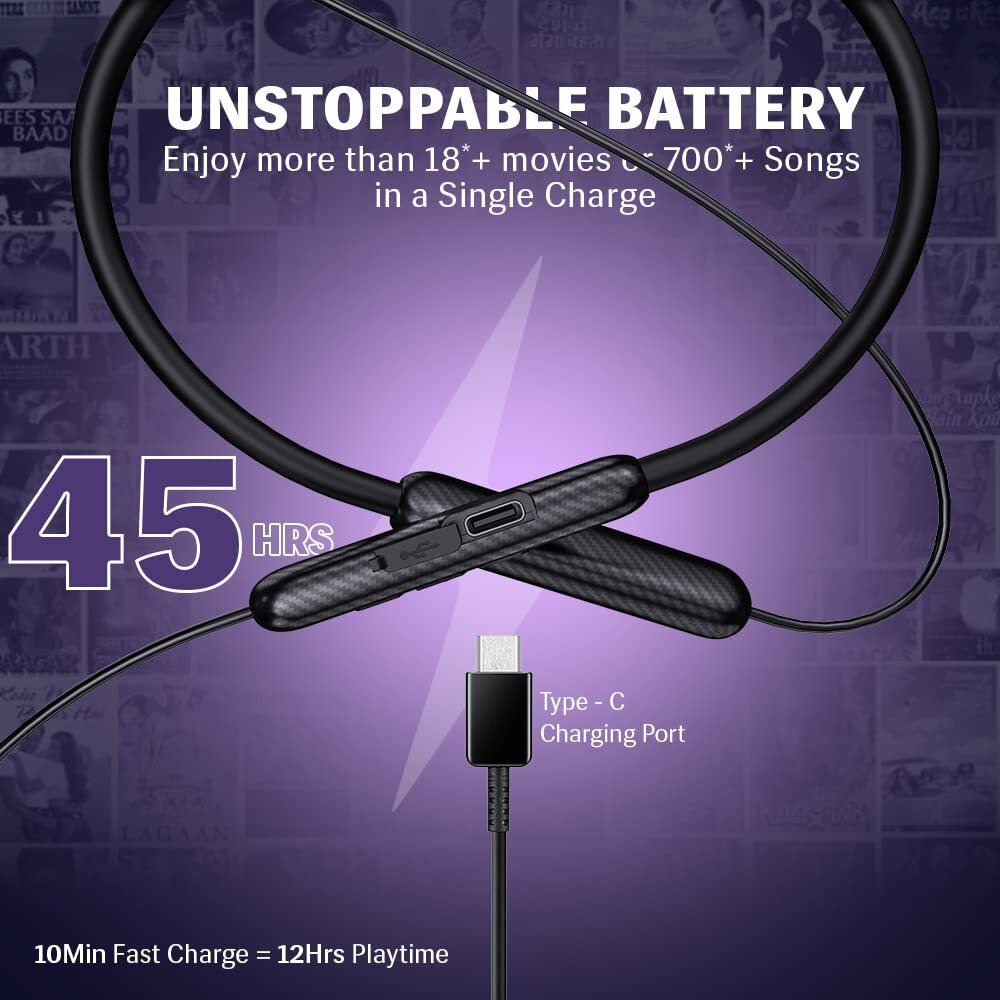 Probuds N31 Wireless Bluetooth Neckband (with Mic) | 45+ hrs Playtime | ENC | 12 hrs Fast Charge in 10 mins | Water Resistant (IPX6) | BT V5.3 | 60 ms Low Latency | Dual Device Pairing (Panther Black)