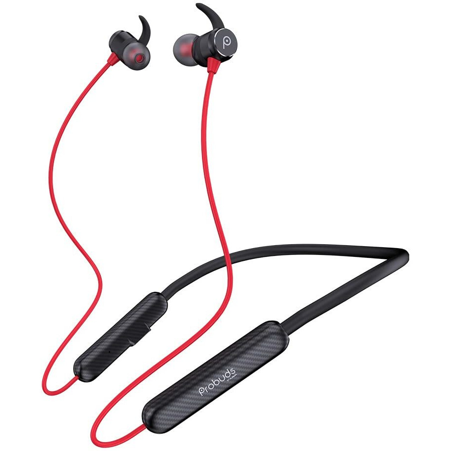 Probuds N31 Wireless Bluetooth Neckband (with Mic) | 45+ hrs Playtime | ENC | 12 hrs Fast Charge in 10 mins | Water Resistant (IPX6) | BT V5.3 | 60 ms Low Latency | Dual Device Pairing (Wild Red)