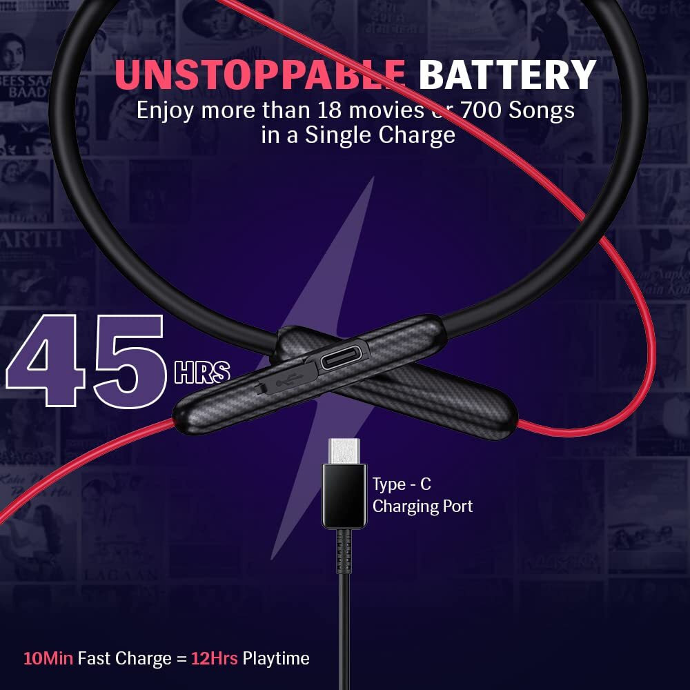 Probuds N31 Wireless Bluetooth Neckband (with Mic) | 45+ hrs Playtime | ENC | 12 hrs Fast Charge in 10 mins | Water Resistant (IPX6) | BT V5.3 | 60 ms Low Latency | Dual Device Pairing (Wild Red)