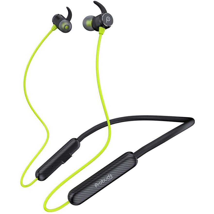 Probuds N31 Wireless Bluetooth Neckband (with Mic) | 45+ hrs Playtime | ENC | 12 hrs Fast Charge in 10 mins | Water Resistant (IPX6) | BT V5.3 | 60 ms Low Latency | Dual Device Pairing (Firefly Green)