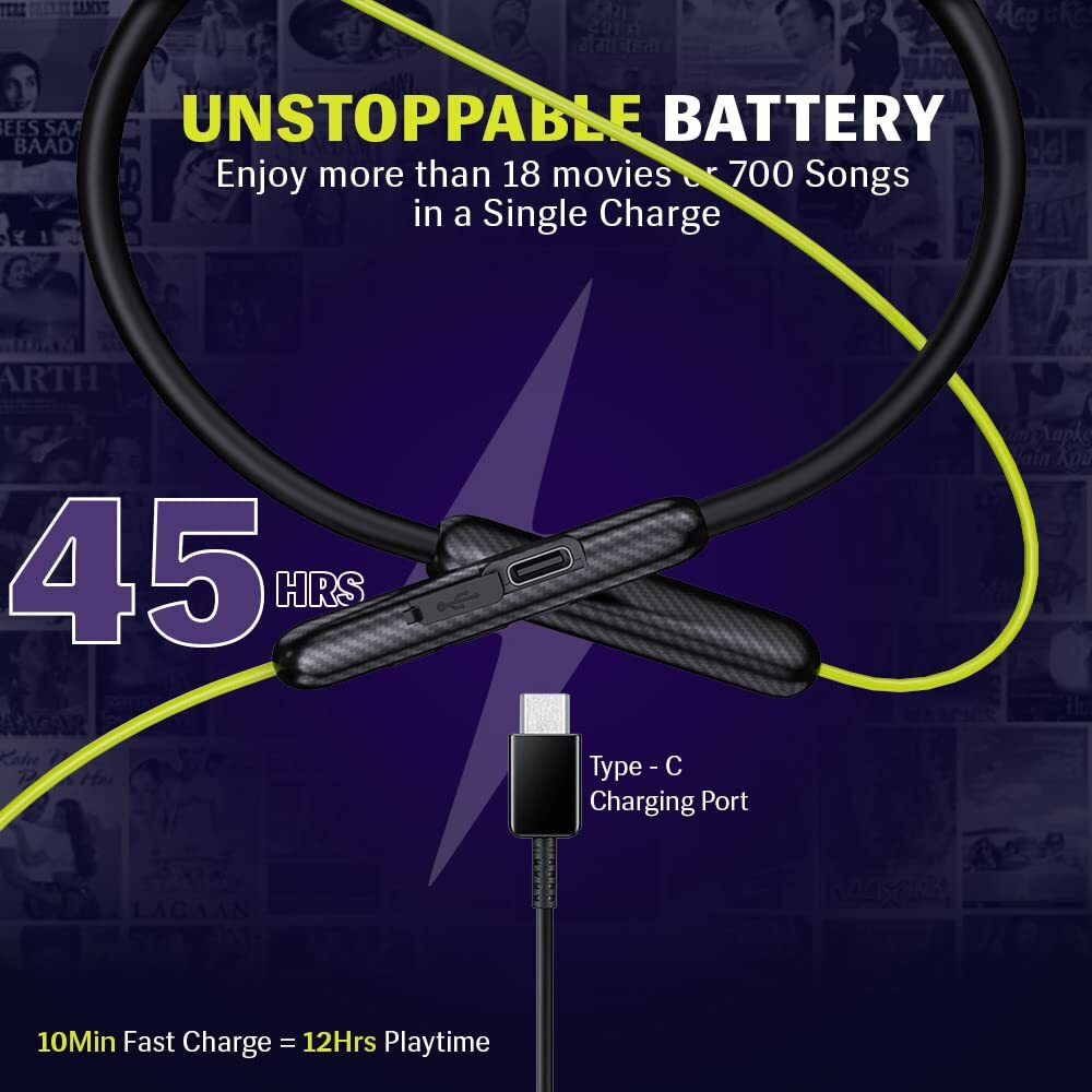 Probuds N31 Wireless Bluetooth Neckband (with Mic) | 45+ hrs Playtime | ENC | 12 hrs Fast Charge in 10 mins | Water Resistant (IPX6) | BT V5.3 | 60 ms Low Latency | Dual Device Pairing (Firefly Green)