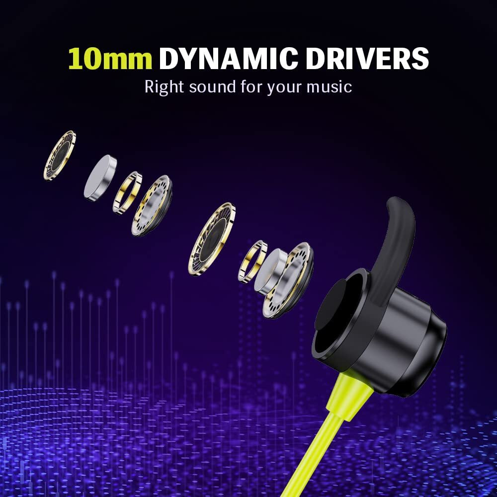 Probuds N31 Wireless Bluetooth Neckband (with Mic) | 45+ hrs Playtime | ENC | 12 hrs Fast Charge in 10 mins | Water Resistant (IPX6) | BT V5.3 | 60 ms Low Latency | Dual Device Pairing (Firefly Green)