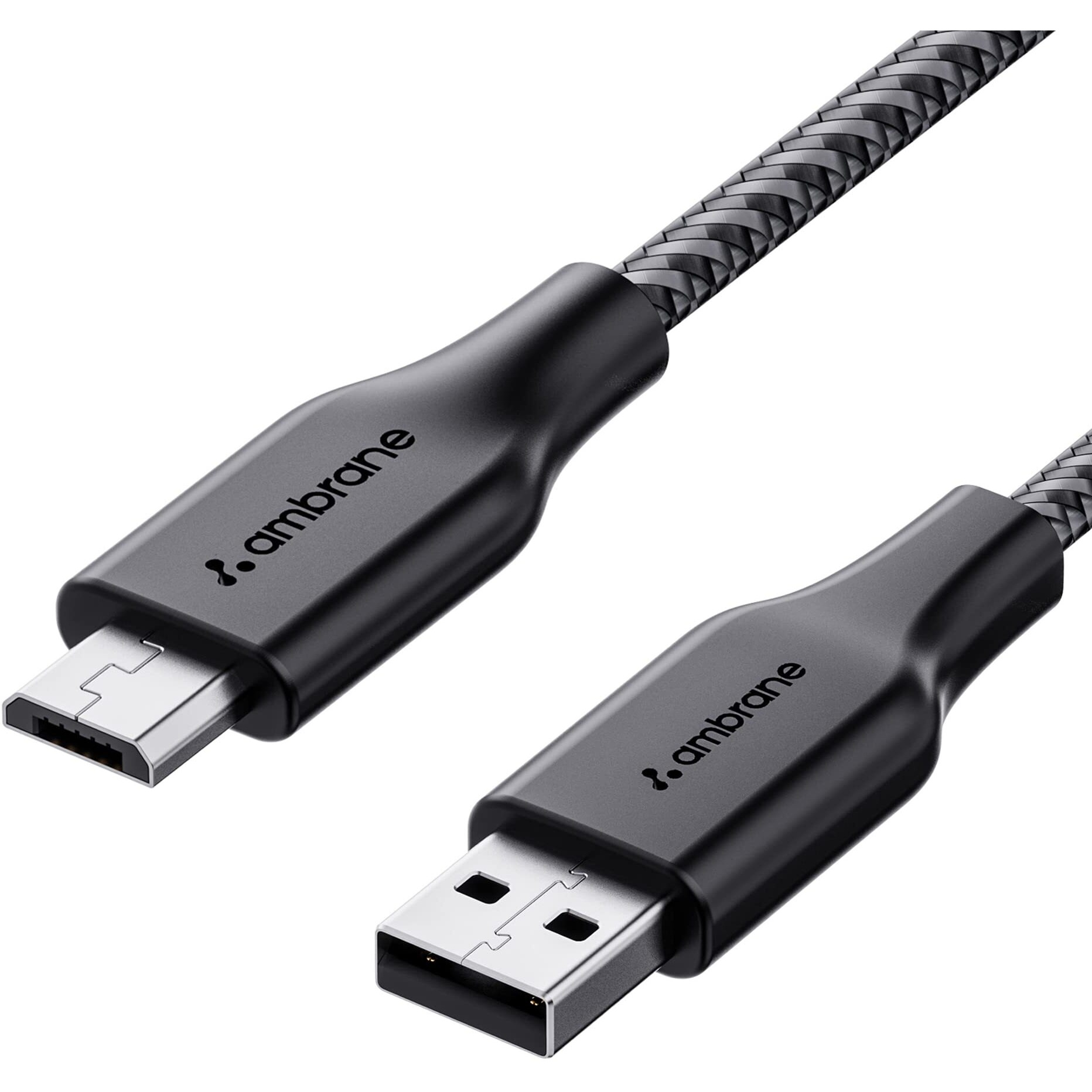 Ambrane Unbreakable 60W / 3A Fast Charging 1.5m Braided Micro USB Cable for Smartphones, Tablets, Laptops & Other Micro USB Devices, 480Mbps Data Sync, Quick Charge 3.0 (RCM15, Black)